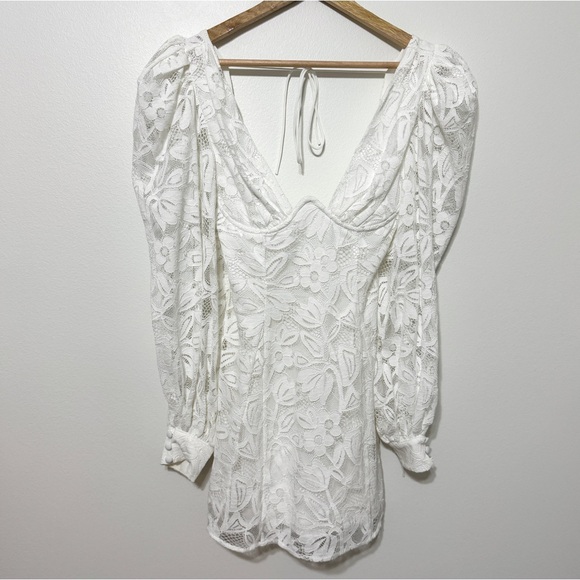 NEW For Love & Lemons Maureen Dress Size Small Mini Floral White Bridal NWOT - Picture 3 of 12